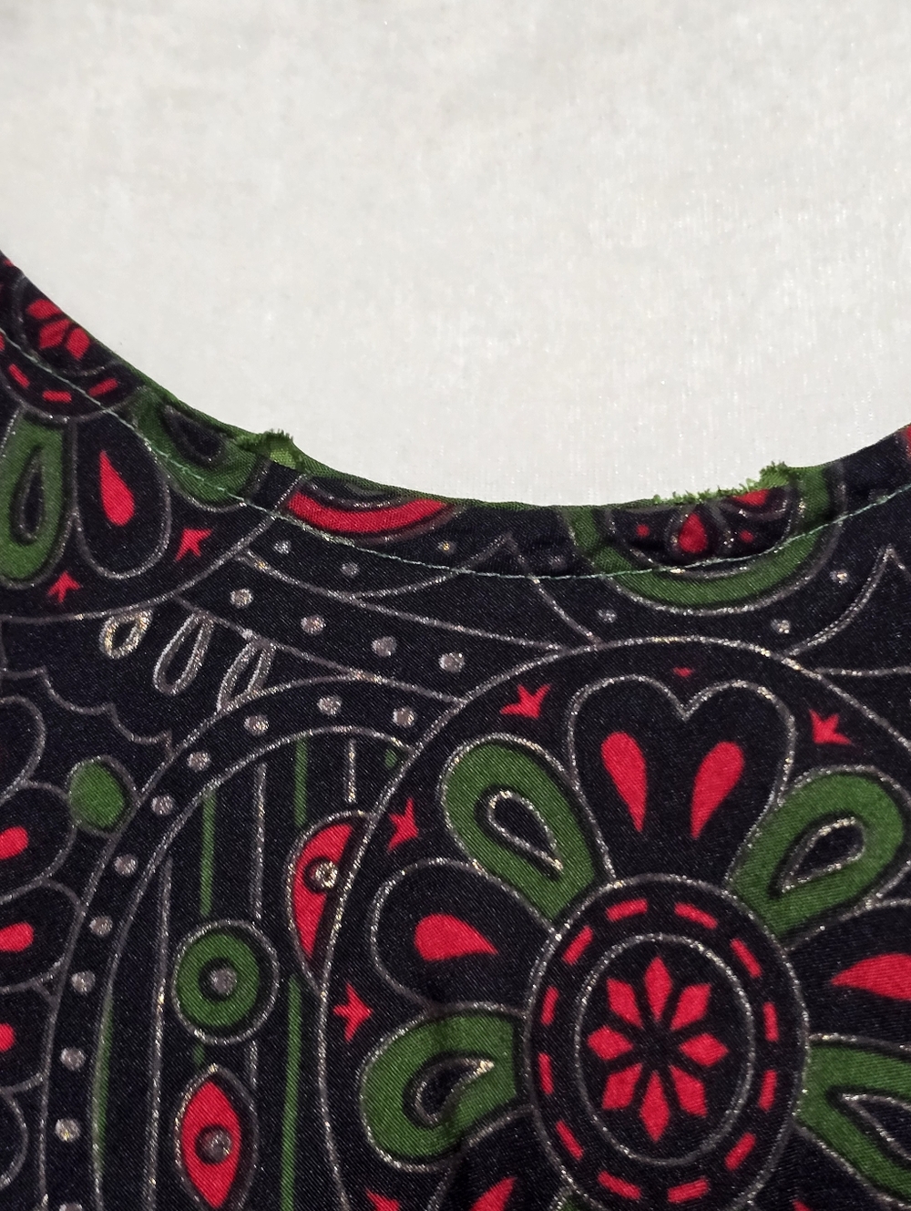 Lapogee Bold Print Green Short-Sleeve Dress with Red & Black Accents - Picture 3 of 11